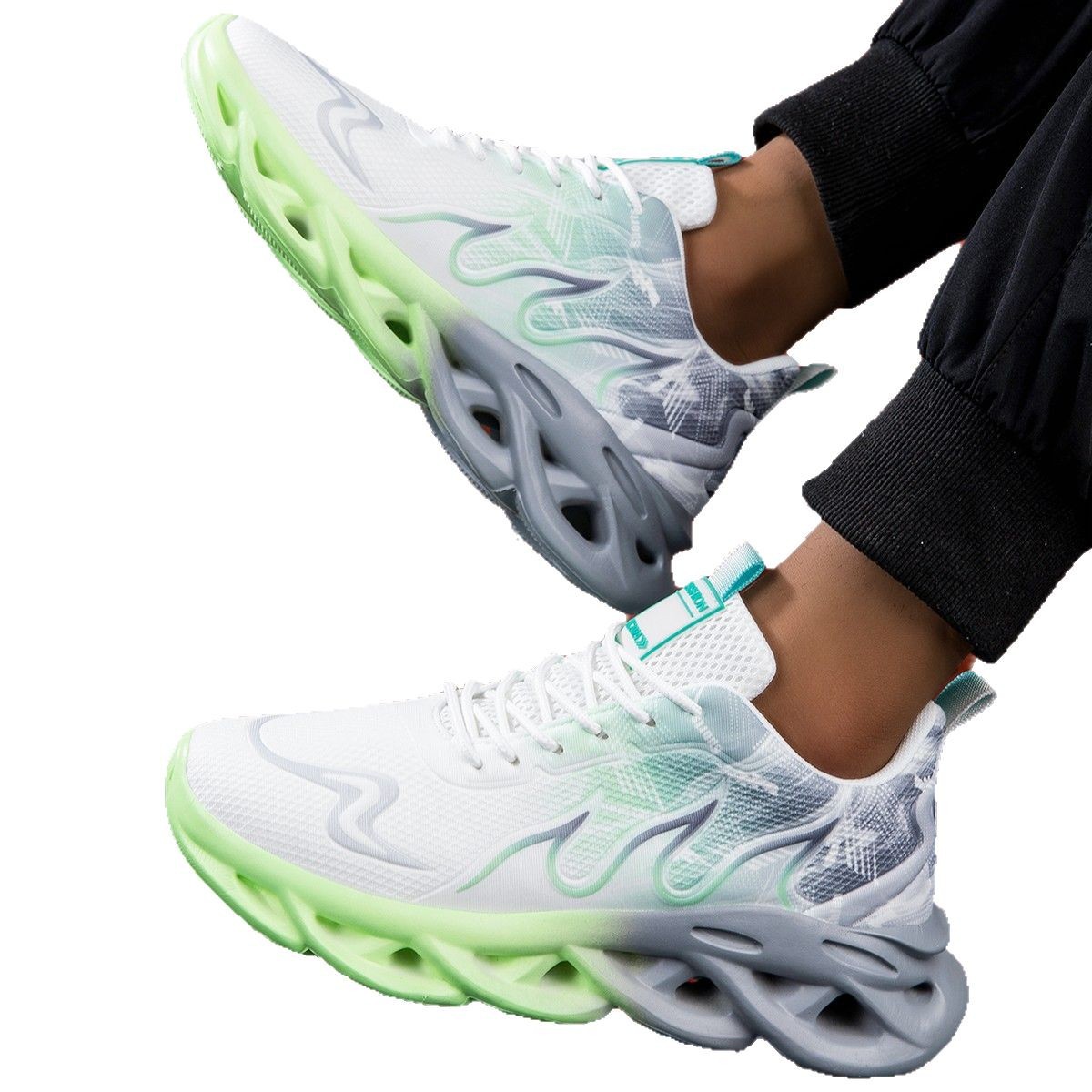 Zapatos transfronterizos de gran tamaño con suela torta para hombres y mujeres 2025 nuevos zapatos casuales de malla adhesivos fríos zapatos deportivos de moda livianos bajos