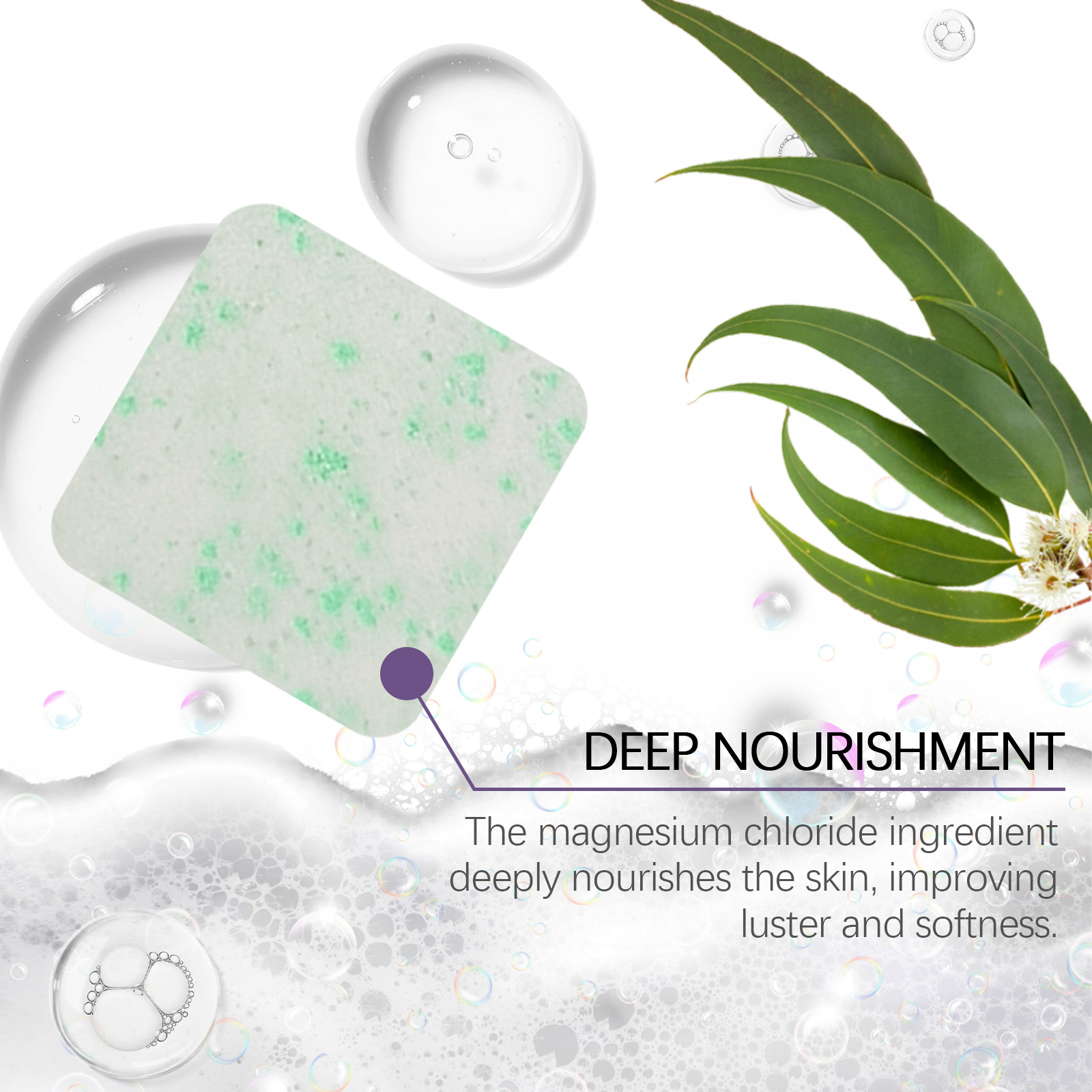 Eucalyptus Essential Oil Magnesium Bath Tablets, Gentle Body Cleansing, Nourishing Skin, Moisturizing Body Bath Tablets_voghion.com