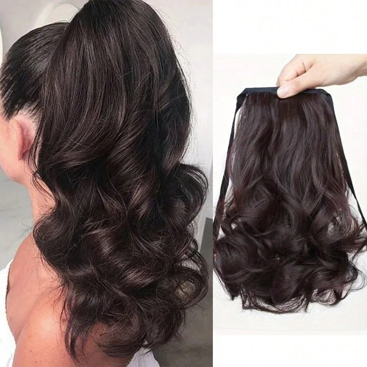 Cross-Border Foreign Trade European and American Wig Ponytail Strap-On Pear Blossom Curly Short Ponytail Artificial Hair Fake Ponytail Wholesale Ready Stock