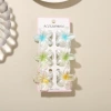 #8 White Pearlescent-Mixed Color B Style [Set of 6 with Cards] 4cm Plumeria Style
