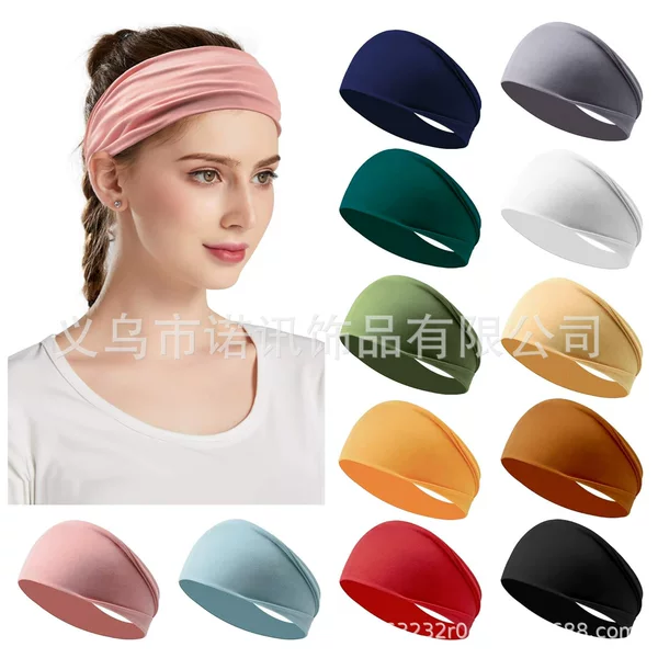 European and American Sports Hair Band Yoga Sweat Band for Men and Women Running Fitness Headband stretch cotton headband solid color headband hair accessories