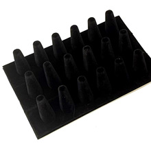 平面三排18位黑色植绒戒指指环展示架，首饰架珠宝展示T型首饰架