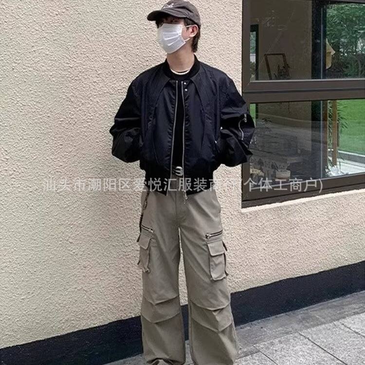 春秋季新款美式高级潮流设计感小众棒球服复古个性街头飞行员夹克