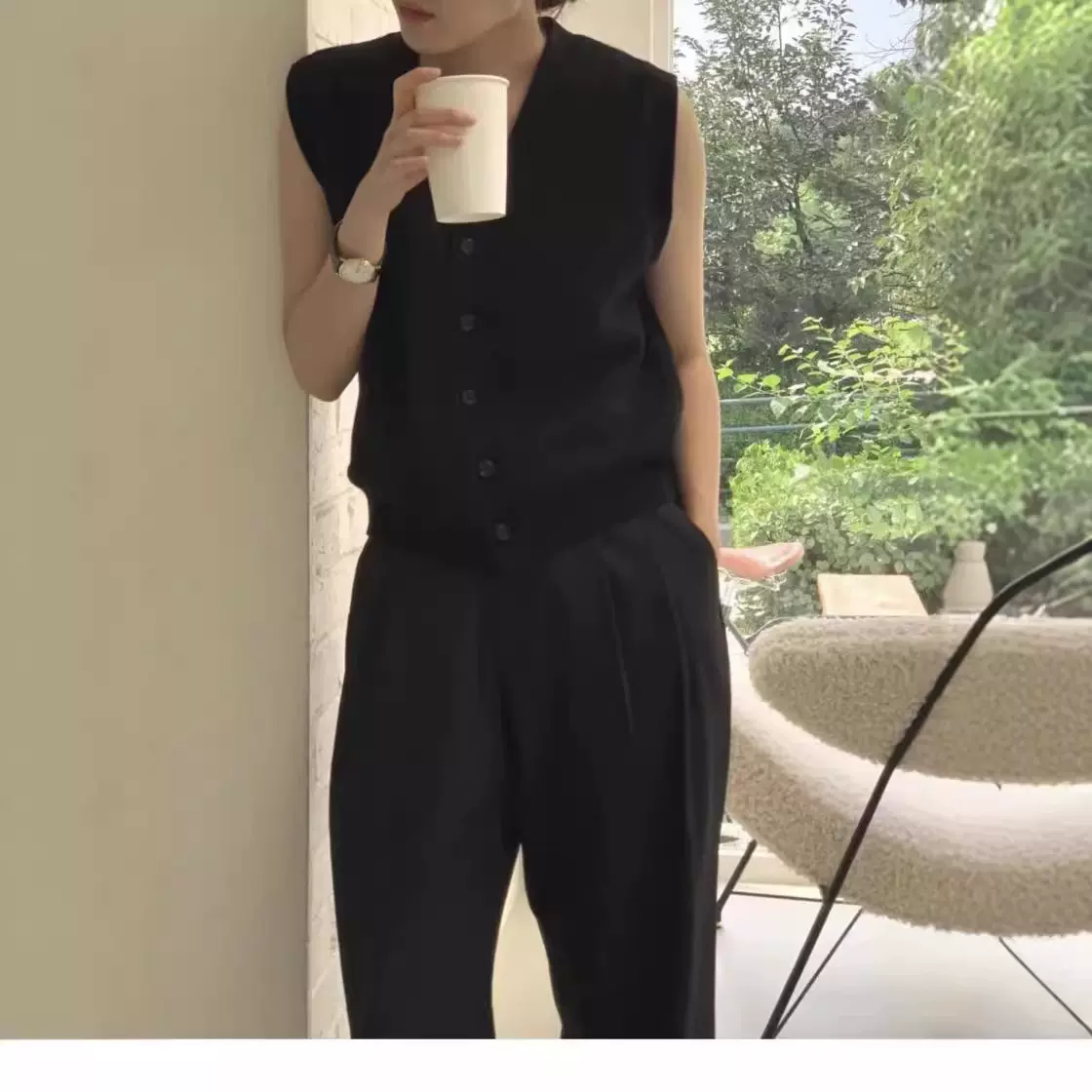 韩版秋新款针织衫开衫羊毛背心女毛衣马甲V领无袖叠穿上衣外穿