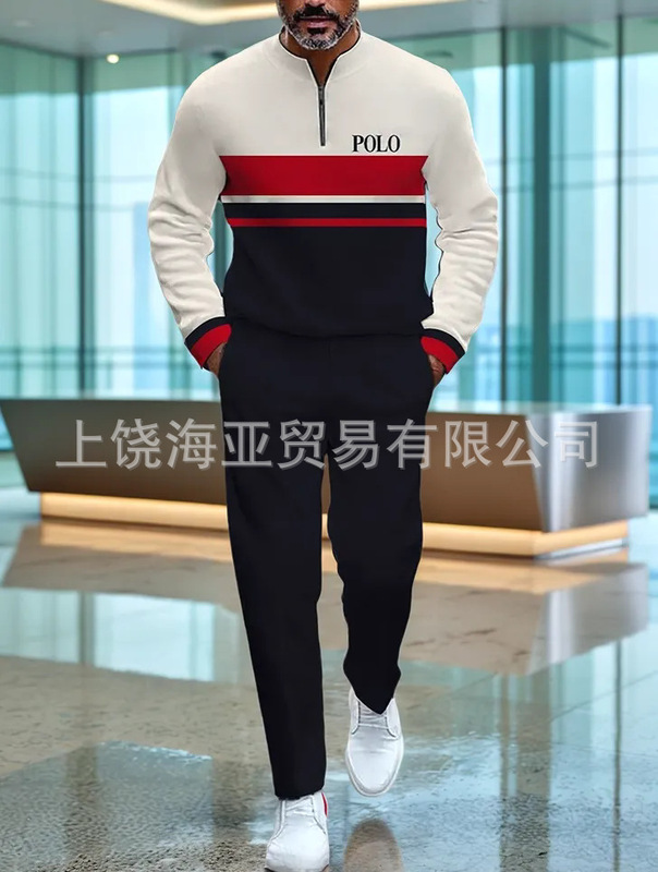2025跨境亚马逊独立站新款男士时尚3d印花长袖长裤运动休闲两件套|undefined