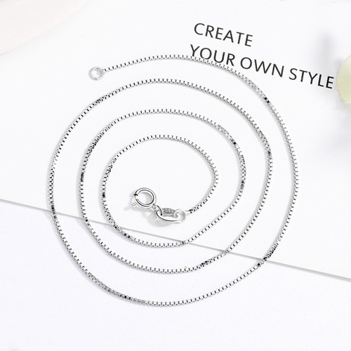 S925 sterling silver box chain snake bone cross ingot melon seeds starry water wave naked chain men and women plain chain necklace wholesale