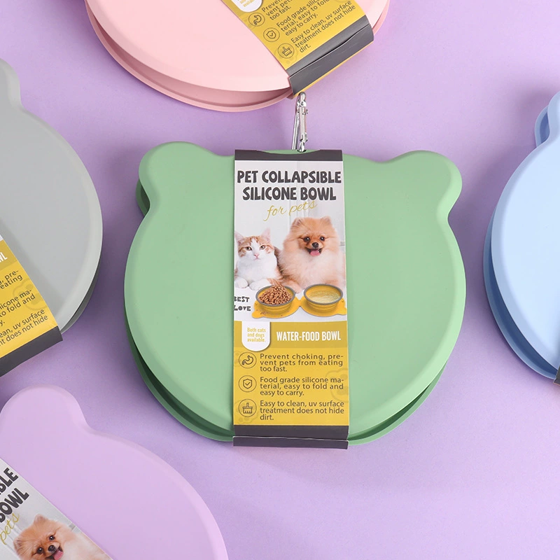 Amazon популярная из медленной еды миска для кошек и собак миска для питья портативная миска для собак Складная Силиконовая миска для собак миска для домашних животных оптом