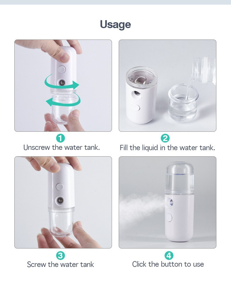 纳米喷雾补水仪便携迷你面部保湿USB充电消毒雾化加湿器跨境批发
