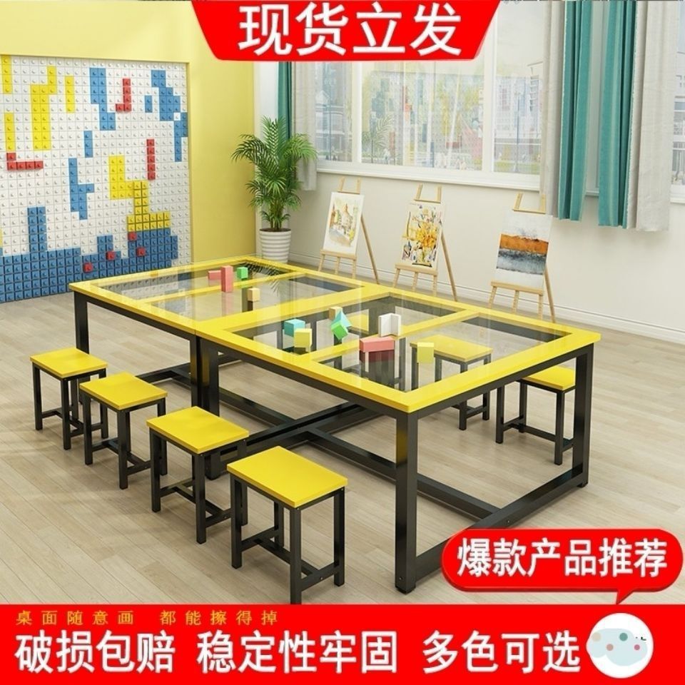 幼儿美术桌儿童绘画桌手工桌中小学生课桌椅画室桌少儿美术桌特价