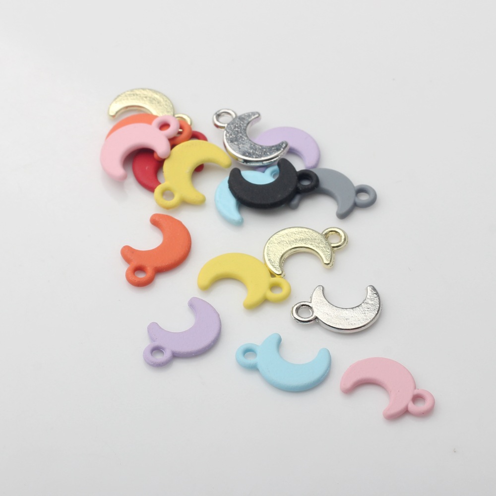 简约韩版喷漆彩色月亮挂件diy手工手链耳环吊坠饰品配件