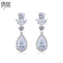 锦瑟 新娘耳环韩式 精致锆石轻奢女时尚耳钉气质耳饰法式耳环复古