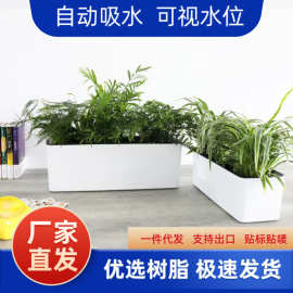 厂家直销长方形树脂自动吸水懒人花盆阳台种菜花盆容器绿萝花盆