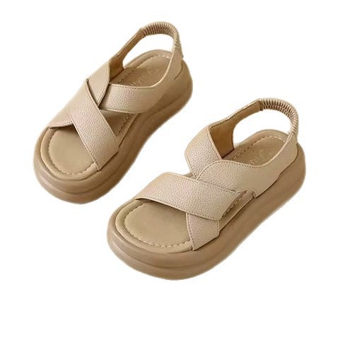 Sandalias romanas para mujeres 2026 verano nuevo muffin de moda tacones altos con falda temperamento zapatos de playa