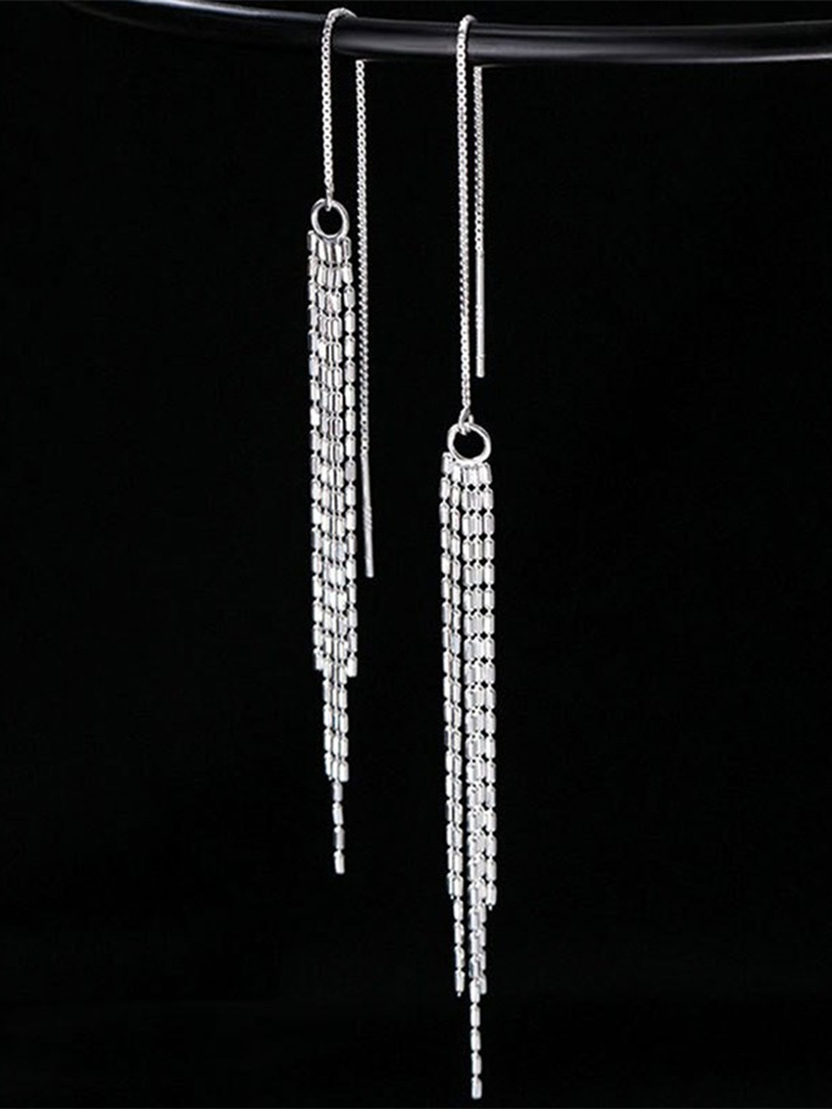 Pendientes de borla de plata esterlina S925 cara adelgazante pendientes de nicho 2022 nuevos pendientes de moda pendientes largos de mujer temperamento