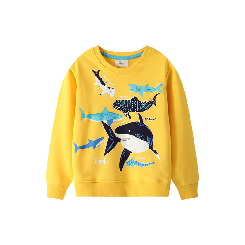 Boys' hoodie glow-in-the-dark Shark party pattern European-style children's round neck cross border Autumn jacket for boys