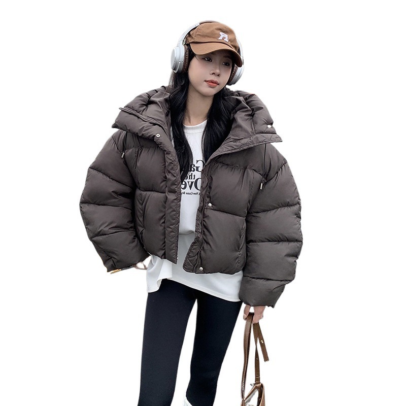 秋冬新款韩版新款连帽糖果面包羽绒棉服女加厚宽松小个子短款外套|undefined