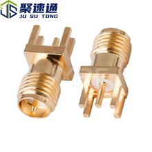 RF连接器反接SMA母偏脚PCB天线座子射频同轴连接而且外螺纹内针