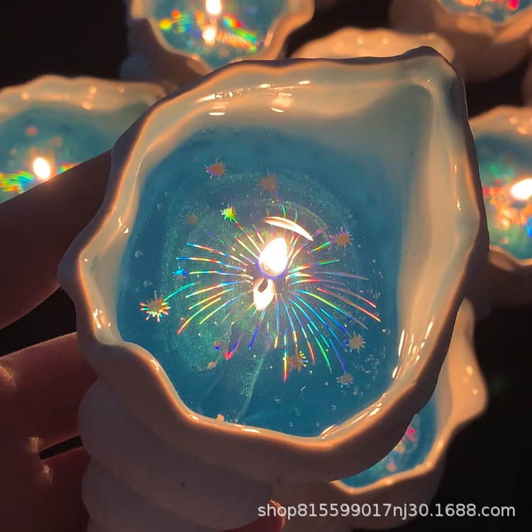 「Sea Fireworks」クリエイティブな巻貝の香りのキャンドルカップゼリーワックスオーシャンフレグランス、親友へのギフトとして|undefined