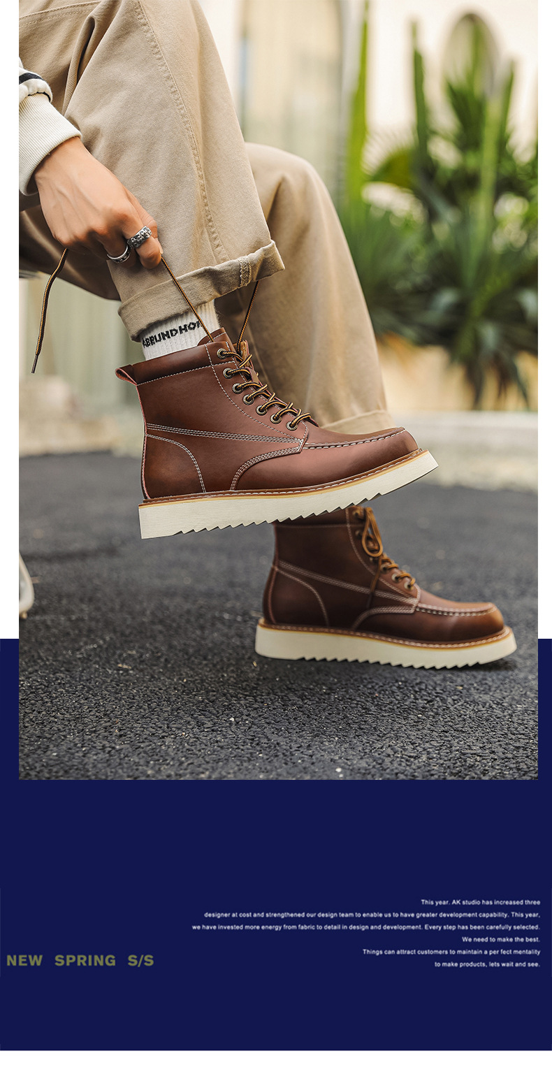 Herren Martin Boots Mit Dicker Sohle Für Outdoor Und Arbeit_voghion.com