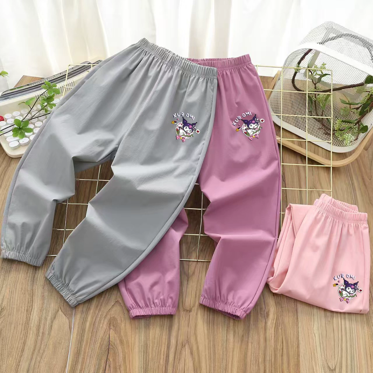 Стильные антимоскитные штаны для девочек, весенне-летние детские повседневные штаны, новинка 2025 года, свободные простые детские брюки