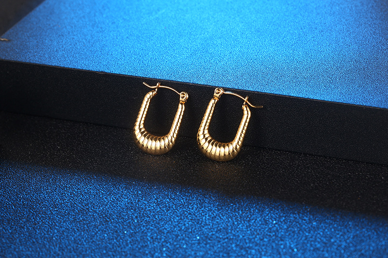 Fashion U Shape Titanium Steel Plating Earrings 1 Piece