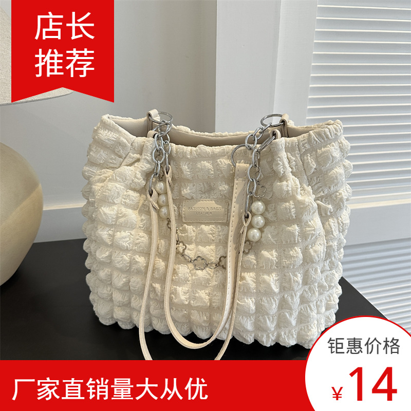 Suave moda simple plisado bolso de hombro para las mujeres 2023 verano nuevo estilo occidental bolsa de las axilas bolso de mano de cercanías moda