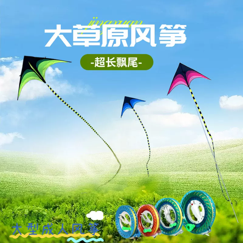 潍坊大草原风筝儿童成人大型风筝轮线盘带线超长飘尾厂家批发