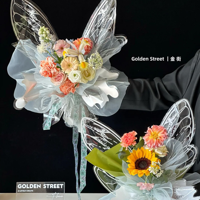 Papel Fenghua de 85g, 520 hojas de papel con forma de mariposa de colores, papel para floristería, papel para envolver flores frescas, papel de alta gama con diseño de mariposa.