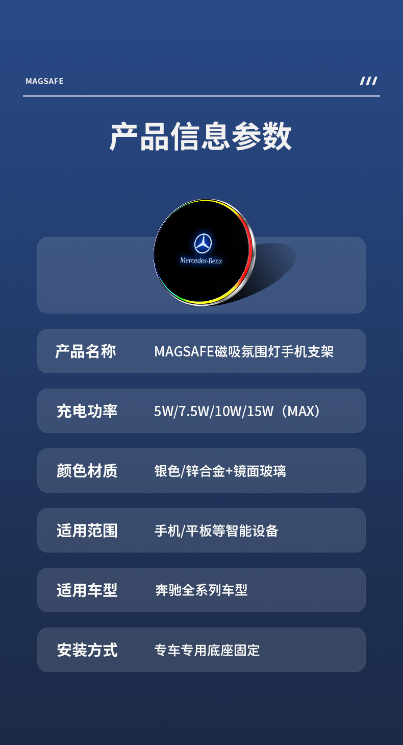 Mercedes-Benz C- Class GLC/ML/S-Class/B-Class/E-class GLS/GLK/glla car wireless charging mobile phone bracket magnetic suction