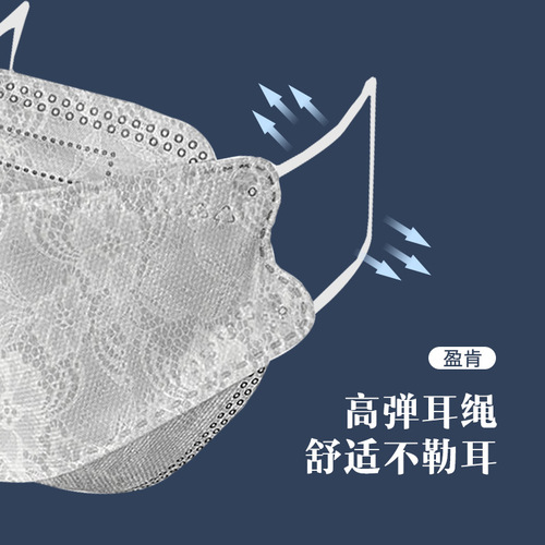 Yingken kn95 fish-shaped printed lace internet celebrity willow leaf-shaped face mask for adults and children