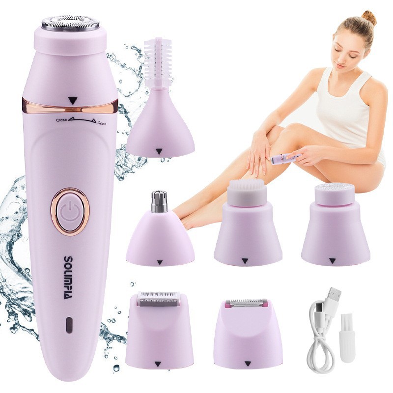 Multifuncional máquina de afeitar de las mujeres de carga USB siete-en-un cuerpo completo lavado depilación instrumento hombres afeitadora ceja trimmer image 6