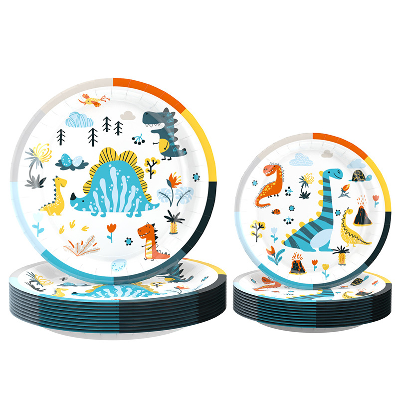 Amazon dinosaurio niños de cumpleaños tema de la decoración Placa de papel desechable taza pañuelos de papel de suministros de fiesta traje