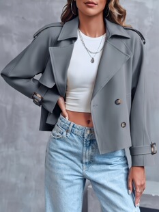 Y 34231 Double Breasted Short Trench Coat Ůʿ�̿��L��