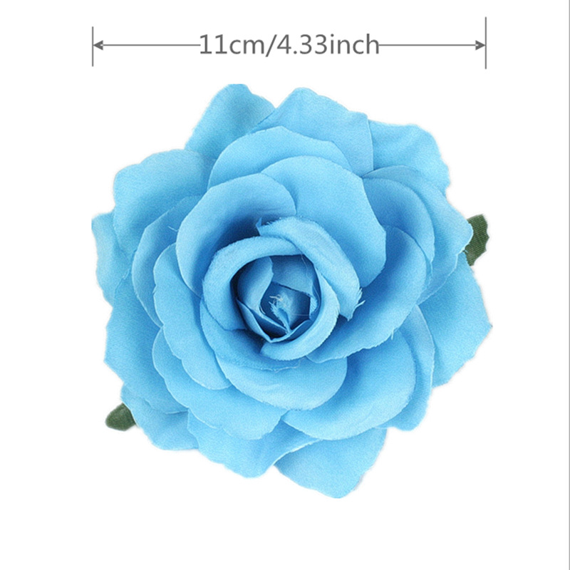 湖蓝色 富贵玫发夹8007