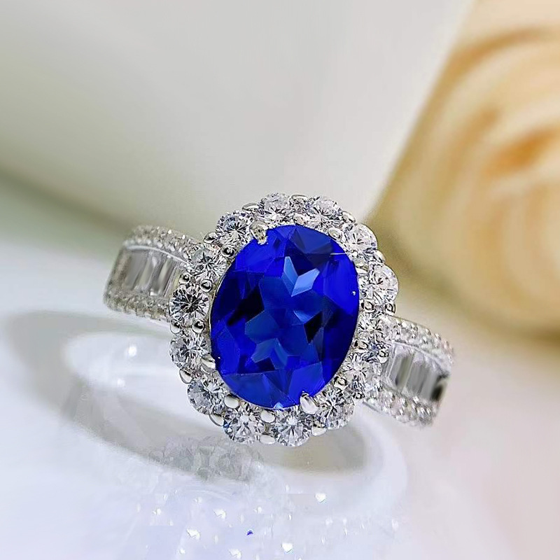Rings Classification 5, 9 Ring Size 925 Sterling Silver Inlay Flower High Carbon Diamond Rings