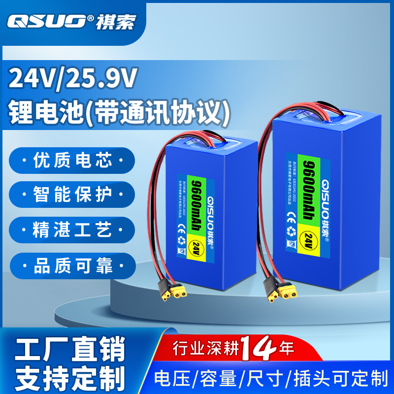 24V锂电池大容动力小型AGV机器人医疗设备电池RS485通讯工厂直销