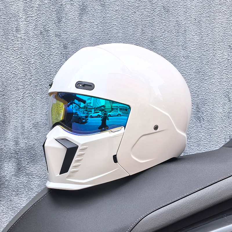 Casco de Motocicleta Retro Cruzado de Estilo Guerrero, Talla Grande, con Diseño de Escorpión, Ligero y Integral