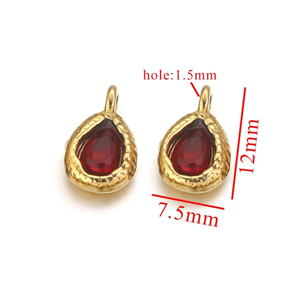 Acero inoxidable vidrio cristal colgante gotas de agua gemas de color colgante de acero titanio accesorios de joyería DIY