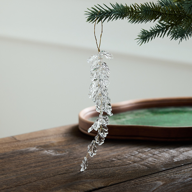 Árbol de Navidad cuentas colgantes de nieve transparentes colgantes de cristal acrílico colgantes de nieve perlas de hielo colgantes