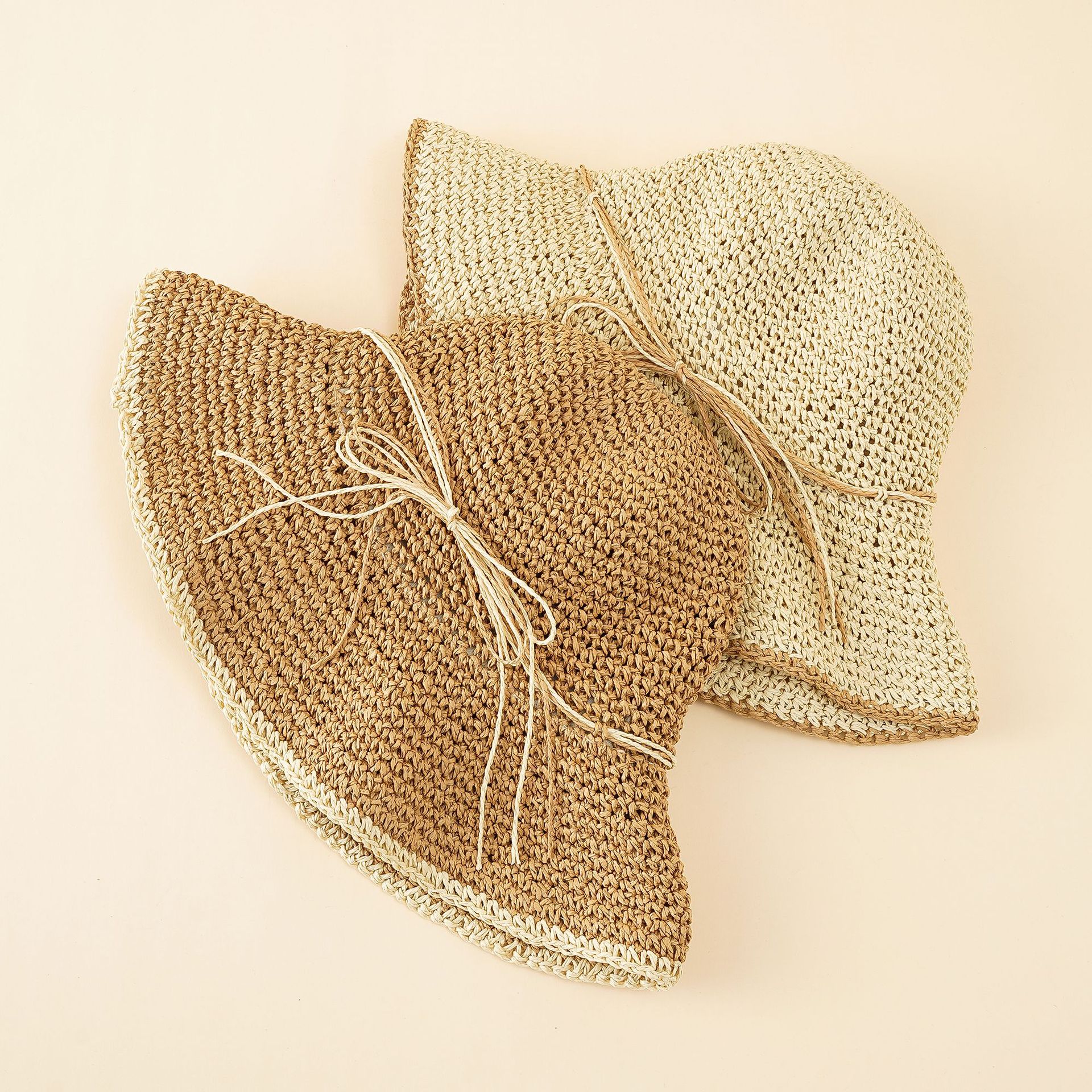 Primavera y verano nuevo sombrero de paja sombrero de sol de verano femenino sombrero de Sol de ala ancha sombrero de sol plegable sombrero de playa