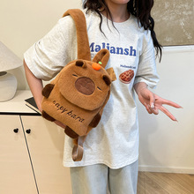 新款卡皮巴拉单肩包斜挎包毛绒公仔包包女水豚手机包女通勤双肩包