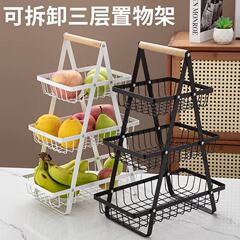 蔬菜水果手提篮家用双层收纳桌面置物架零食厨房收纳水果蔬菜篮