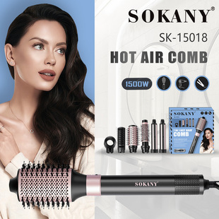 Cross-Border Export Sokany15018 Hot Air Comb Beauty Salon Dry Curling Straight 3in1 Curling Iron Electric Hair Comb