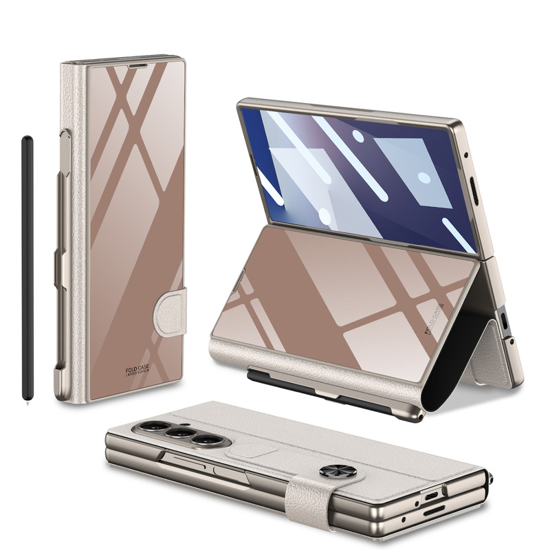 Amazon 適用 Samsung zFold7 フリップレザーケース携帯電話ケースメンズパーソナライズされた折りたたみシェルフィルムペンスロット保護カバー|undefined