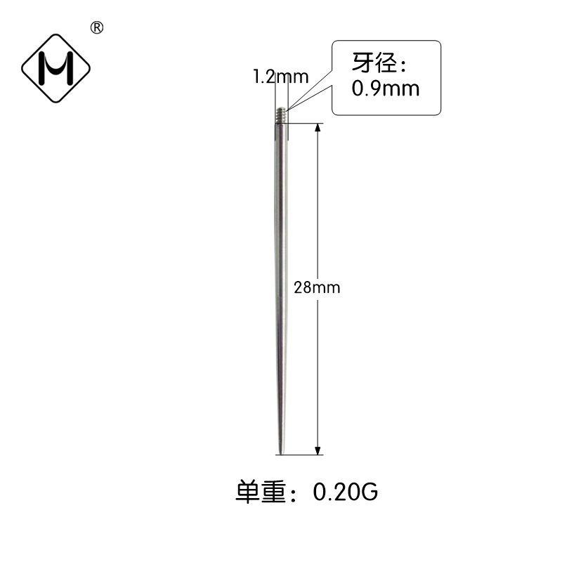 Meishier 316F ステンレス鋼穿孔ガイドロッドチタン鋼補助穿孔針外歯ガイド針雌ねじ穿孔