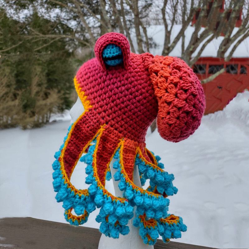 Amazon comercio exterior nueva fiesta transfronteriza para adultos Tricky Funky Octopus Head Sombrero de pulpo de ganchillo
