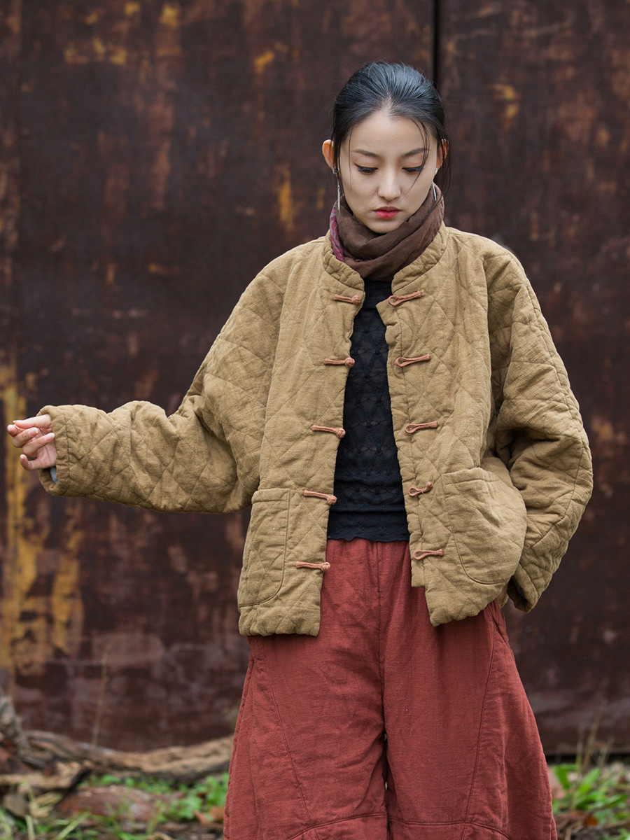 Chaqueta Acolchada para Mujer de Ramio y Algodón Térmica para Invierno