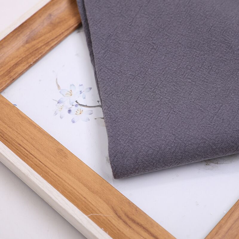 薄款洗水棉麻 砂洗亚麻布料 春夏纯色服装面料褶皱麻棉文艺复古