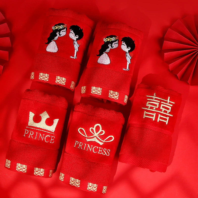 Свадебные принадлежности с персонажем двойного счастья, красная высококачественная вышитая подарочная коробка для пары из чистого хлопка.