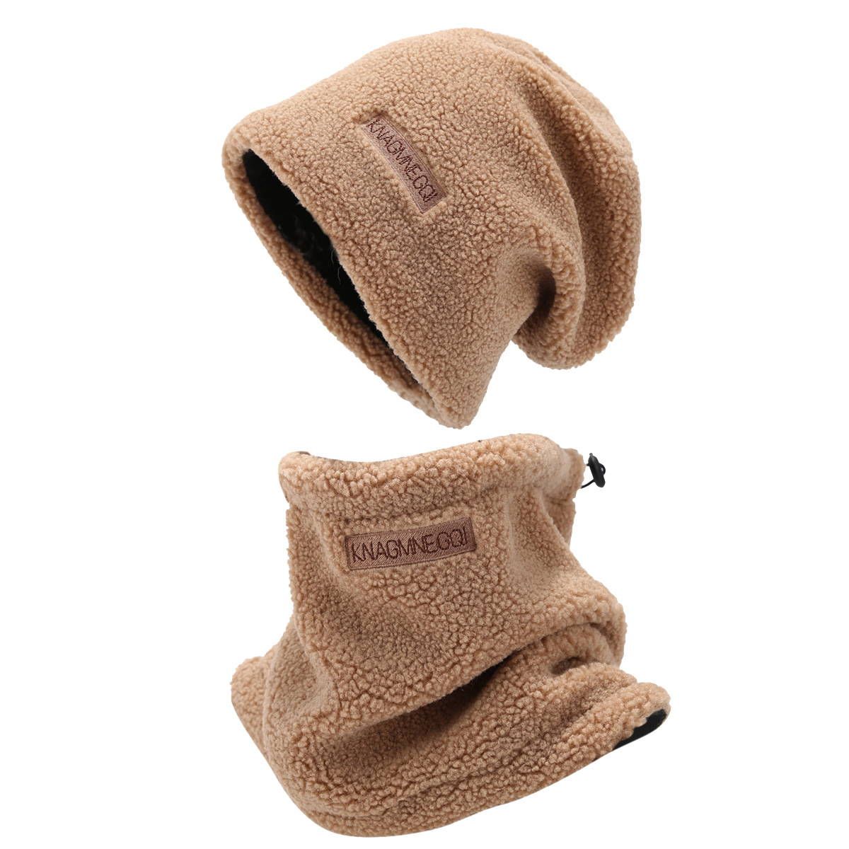 Cordero calentamiento sombrero de protector de orejas para hombres invierno frío engrosado set de bib para mujeres sombrero de peluche de bicicleta al aire libre image 6